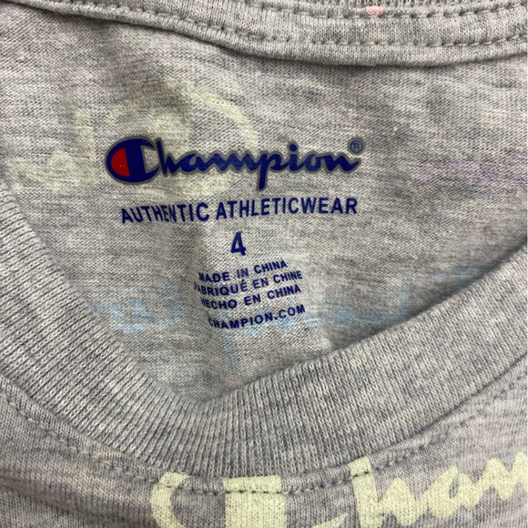 Champion Pastel Logos Kids T-Shirt in Grey Size 4T - Picture 3 of 3